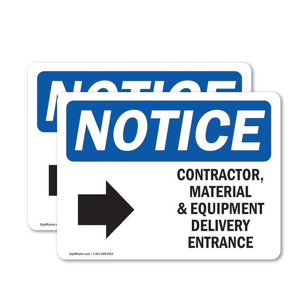 Signmission Contractor Material And Equipment Sign With Symbol, 10 in W x Rectangle, Vinyl Decal OS-2PACK-NS-D-710-L-10819 - main